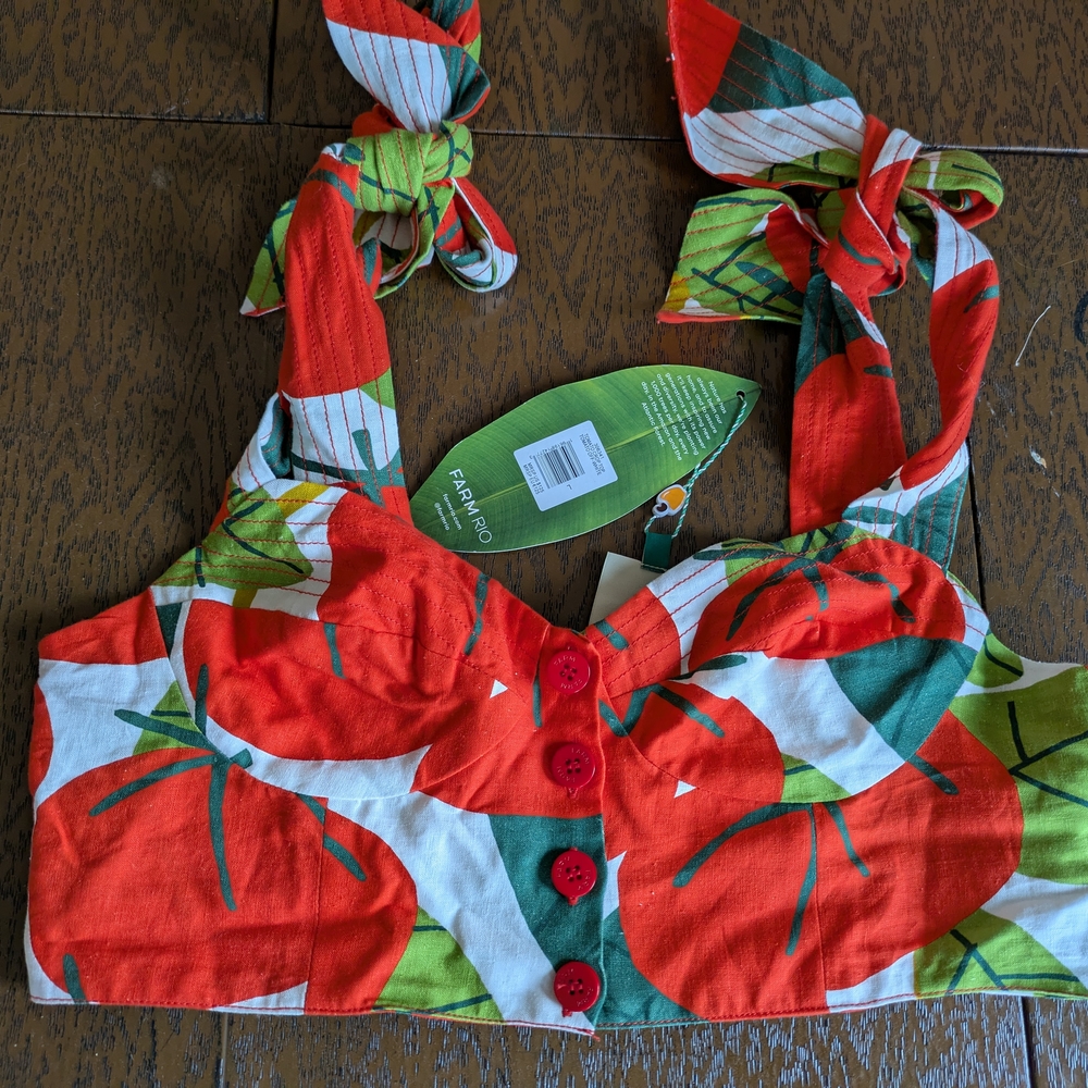 FARM Rio Red and Green Crop Top